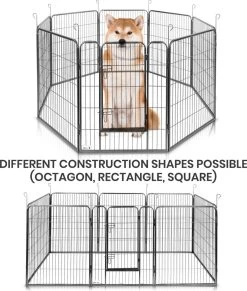 MaxxPet Puppyren - Hondenbench - Hondenren- Puppyren Met 8 Kennelpanelen - Staal -80 X 100 Cm Ø 210 Cm -Hondenbenodigdheden 1020x1200 1