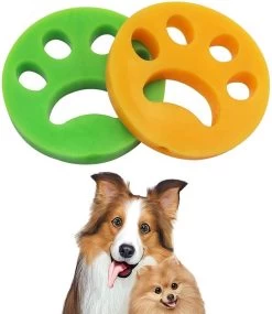 Merkloos Huisdierhaar Verwijderaar – Haarverwijderaar Voor Huisdieren- Pluizenverwijderaar - Furzapper - Kattenhaar Verwijderaar - Voor In De Wasmachine En Droger - 2 Stuks In 1 Verpakking - Kleur: Groen & Oranje