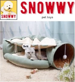 SNOWWY - Kattentunnel Met Kattenmand In één - Origineel En Uniek Design - Kattenhuis - Kattenhuis - Kat Kussen - Kattenbed - Matcha Groen -Hondenbenodigdheden 1099x1200 4