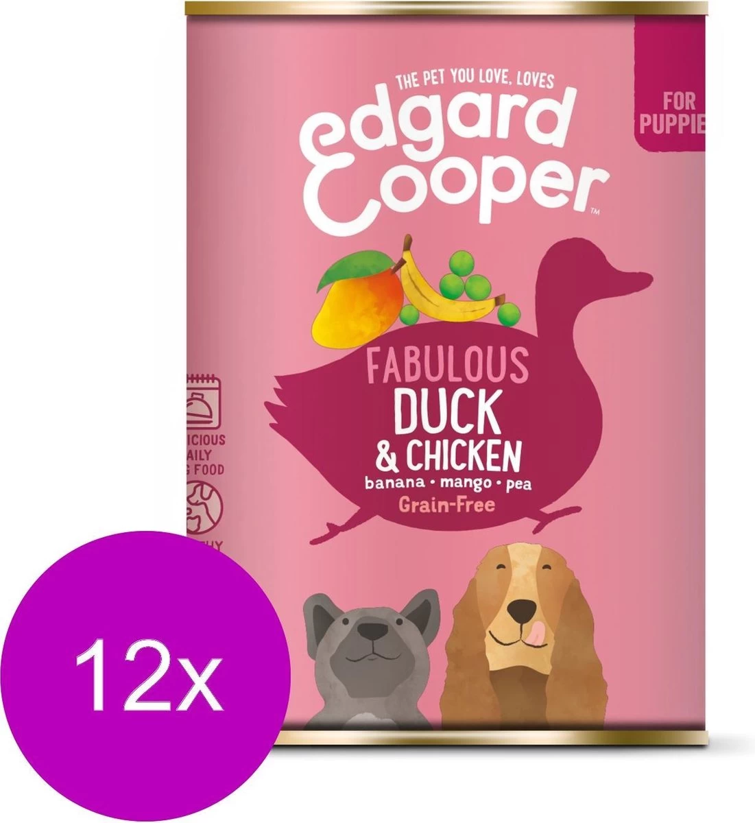 Edgard & Cooper Eend & Kip Blik - Voor Puppy's - Hondenvoer - 12 X 400 G 3 Edgard & Cooper Eend & Kip Blik - Voor Puppy's - Hondenvoer - 12 X 400 G