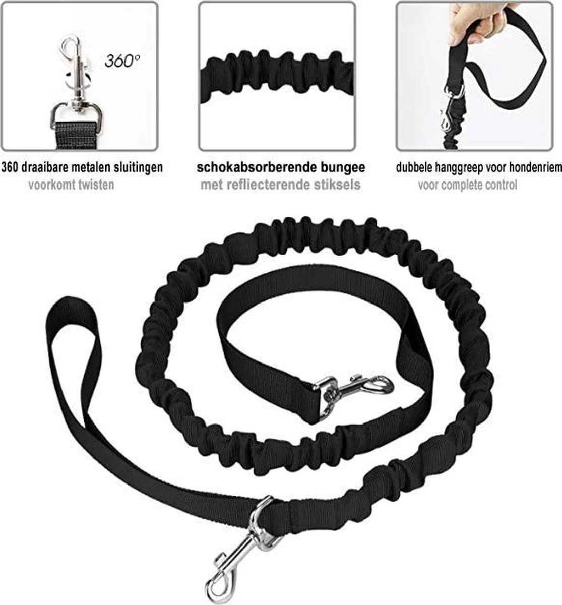 Looplijn Met Heupriem Hands Free - Hondenriem - Reflecterende Hardloopband -Elastische Leiband - Heuptas En Flessenhouder - Zwart - 150 Cm Tot 210 Cm 10 Looplijn Met Heupriem Hands Free - Hondenriem - Reflecterende Hardloopband -Elastische Leiband - Heuptas En Flessenhouder - Zwart - 150 Cm Tot 210 Cm - Afbeelding 8