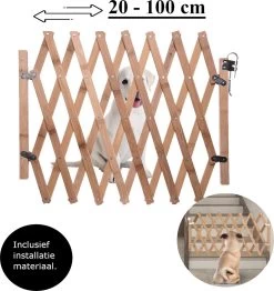 Houten Traphekje Harmonica | Traphekje Hond & Huisdieren | Extra Stevig | Inklapbaar | Met Klembevestiging | Deurhek Accordeon | Deurhekje | Hondenhek | Huisdier Hekje | Traphekje Houten