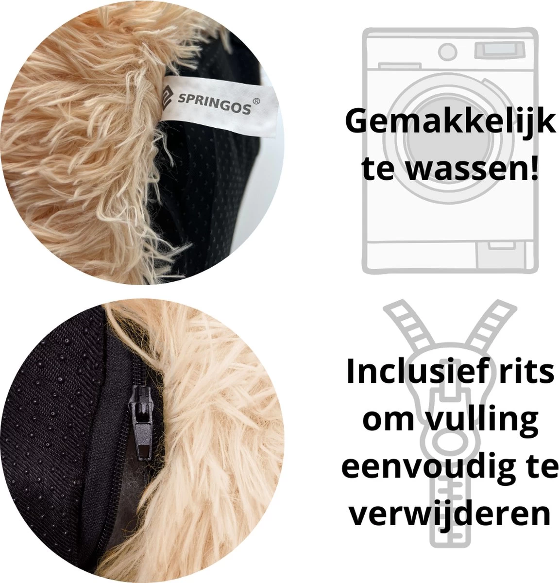 Springos Hondenmand | Superzacht En Luxe | Wasbaar | Donut | Fluffy | Hondenkussen |40 CM | Ecru 4 Springos Hondenmand | Superzacht En Luxe | Wasbaar | Donut | Fluffy | Hondenkussen |40 CM | Ecru - Afbeelding 2