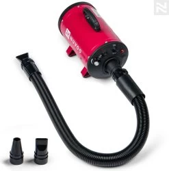 Nuvoo Professionele Hondenföhn / Waterblazer / Hondenborstel Met 3 Opzetstukken - Verstelbare Vermogen Tot 2200W - Warme / Koude Stand - Rood