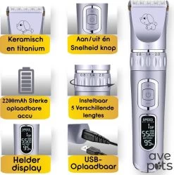 AVE Pets® Volledige Hondentondeuse Set Met Display - Draadloos Tondeuse - Scheerapparaat Voor Je Hond Of Kat - Huisdier Trimmer - Dierentondeuse - Dieren Verzorging -Hondenbenodigdheden 1189x1200 4