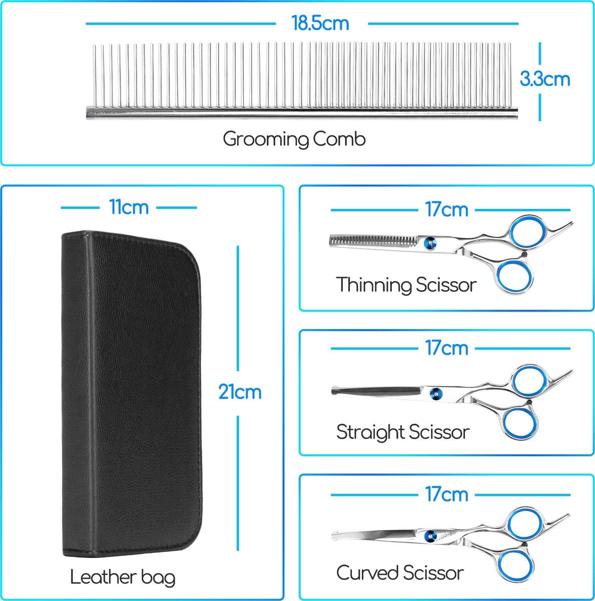 Nobleza Vachtscharen En Kam Set - Scharen Set - Vachtverzorging Set - Scharen Set Voor Honden En Katten 4 Nobleza Vachtscharen En Kam Set - Scharen Set - Vachtverzorging Set - Scharen Set Voor Honden En Katten - Afbeelding 2