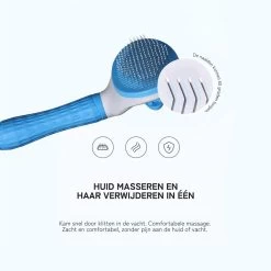 Lorell Pet Company Kattenborstel/Hondenborstel - Borstel Voor Langharig/kortharig -Hondenhaar En Kattenhaar Verwijderaar - Blauw -Hondenbenodigdheden 1199x1200