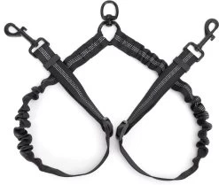 Nobleza Splitter Hondenriem - Dubbel Aanlijnriem Voor Honden - Splitter Verstelbaar - Zwart