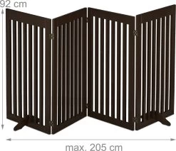 Relaxdays Veiligheidshekje Hout - 92 Cm Hoog - Kinderhek - Hondenhek - Inklapbaar - Bruin - 4 Panelen -Hondenbenodigdheden 1200x1035 4