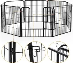 Merkloos Hondenren - Puppyren - Hondenkennel - 8 Kennelpanelen - Staal - 80 Cm Hoog - 640 Cm Omtrek - Uitbreidbaar -Hondenbenodigdheden 1200x1051 2