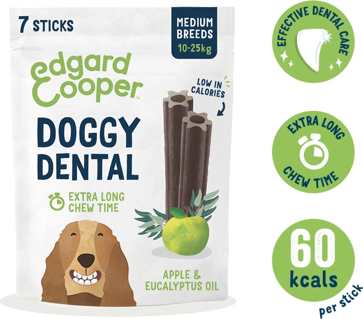Edgard & Cooper Doggy Dental Sticks Appel - Eucalyptusolie Medium 4 Edgard & Cooper Doggy Dental Sticks Appel - Eucalyptusolie Medium - Afbeelding 2