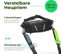 Canicross Looplijn Hond Met Heupriem Voor Hardlopen - Elastische Handsfree Hondenriem - Honden Trainingslijn - 150/200cm - Groen -Hondenbenodigdheden 1200x1077 1