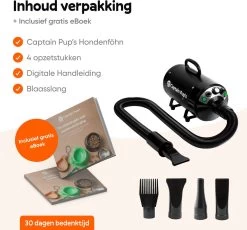 Captain Pup's Professionele Hondenföhn Met 4 Opzetstukken - Bijgeleverde Hondenborstel - Waterblazer Voor Honden - Zwart 15 Captain Pup's Professionele Hondenföhn Met 4 Opzetstukken - Bijgeleverde Hondenborstel - Waterblazer Voor Honden - Zwart -Hondenbenodigdheden 1200x1116
