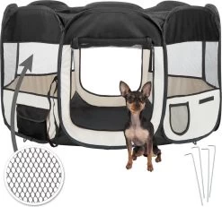 Dailyibed Opvouwbare Puppyren - Zwart - 115x115x58 Cm - Incl. Draagtas - Incl. Voederbak -Hondenbenodigdheden 1200x1120 6