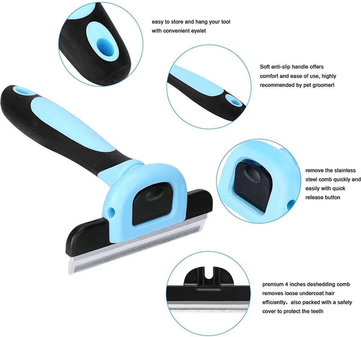 IGOODS - Verzorgingsborstel Voor Honden En Katten - Blauw 6 IGOODS - Verzorgingsborstel Voor Honden En Katten - Blauw - Afbeelding 4