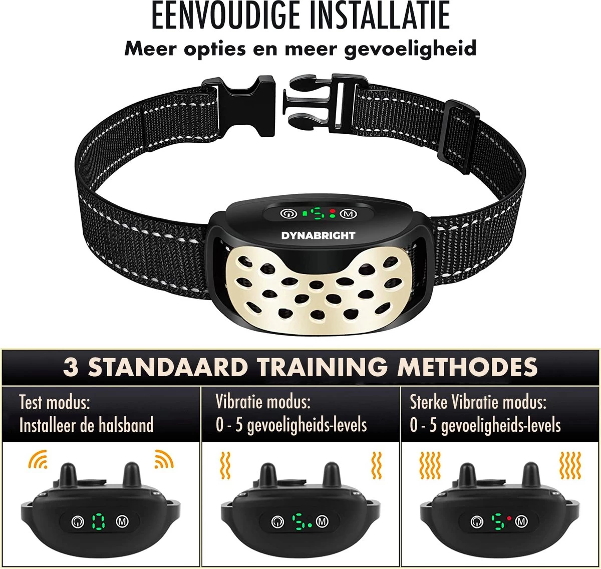 DynaBright Anti Blafband Voor Honden - 3-70KG - Diervriendelijk - Zonder Schok - Vibratie En Audio - Anti Blaf Band 5 DynaBright Anti Blafband Voor Honden - 3-70KG - Diervriendelijk - Zonder Schok - Vibratie En Audio - Anti Blaf Band - Afbeelding 3