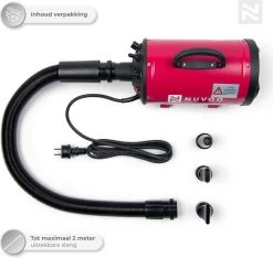 Nuvoo Professionele Hondenföhn / Waterblazer / Hondenborstel Met 3 Opzetstukken - Verstelbare Vermogen Tot 2200W - Warme / Koude Stand - Rood -Hondenbenodigdheden 1200x1136 6