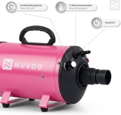 Nuvoo Professionele Hondenföhn / Waterblazer / Hondenborstel Met 3 Opzetstukken - Verstelbare Vermogen Tot 2200W - Warme / Koude Stand - Roze 13 Nuvoo Professionele Hondenföhn / Waterblazer / Hondenborstel Met 3 Opzetstukken - Verstelbare Vermogen Tot 2200W - Warme / Koude Stand - Roze -Hondenbenodigdheden 1200x1140 5