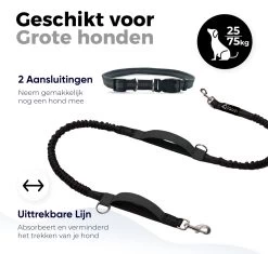 Canicross Looplijn Hond Met Heupriem Voor Hardlopen - Elastische Handsfree Hondenriem - Honden Trainingslijn - 150/210cm - Zwart -Hondenbenodigdheden 1200x1140 8