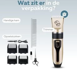 BYER Professionele Dieren Tondeuse Set - Voor Huisdieren Katten & Honden - Draadloos - Oplaadbare Pet Trimmer - Dog Tondeuze Clipper - 5 Standen & Vier Opzetkammen - Low Noise -Hondenbenodigdheden 1200x1142 2