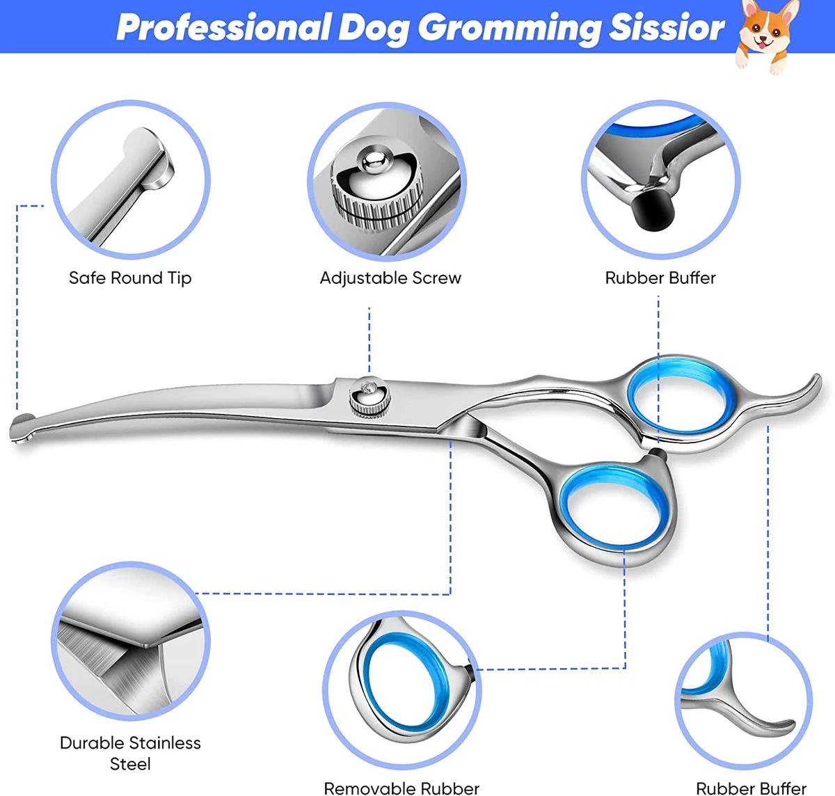 BOTC Schaar Voor Dieren - Set 5 Stuks - Zilver - Effileerscharen - Honden Scharenset - Dierenschaar - Trimscharen - Trimset 9 BOTC Schaar Voor Dieren - Set 5 Stuks - Zilver - Effileerscharen - Honden Scharenset - Dierenschaar - Trimscharen - Trimset - Afbeelding 7