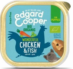 17x Edgard & Cooper Kuipje Vers Vlees Puppy Hondenvoer Bio Kip - Vis 100 Gr