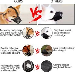 Merkloos Hoog Kwaliteit Muilkorf Met Bedrukt Patroon - Muilkorf Hond - Hondensnuit - Anti Blaf En Bijt - Voor Kleine En Grote Honden Maat M Zwart Reflecterend -Hondenbenodigdheden 1200x1147 7