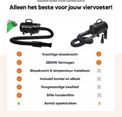 Captain Pup's Professionele Hondenföhn Met 4 Opzetstukken - Bijgeleverde Hondenborstel - Waterblazer Voor Honden - Zwart 16 Captain Pup's Professionele Hondenföhn Met 4 Opzetstukken - Bijgeleverde Hondenborstel - Waterblazer Voor Honden - Zwart -Hondenbenodigdheden 1200x1153