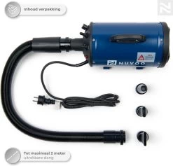 Nuvoo Professionele Hondenföhn / Waterblazer / Hondenborstel Met 3 Opzetstukken - Verstelbare Vermogen Tot 2200W - Warme / Koude Stand - Blauw -Hondenbenodigdheden 1200x1153 7