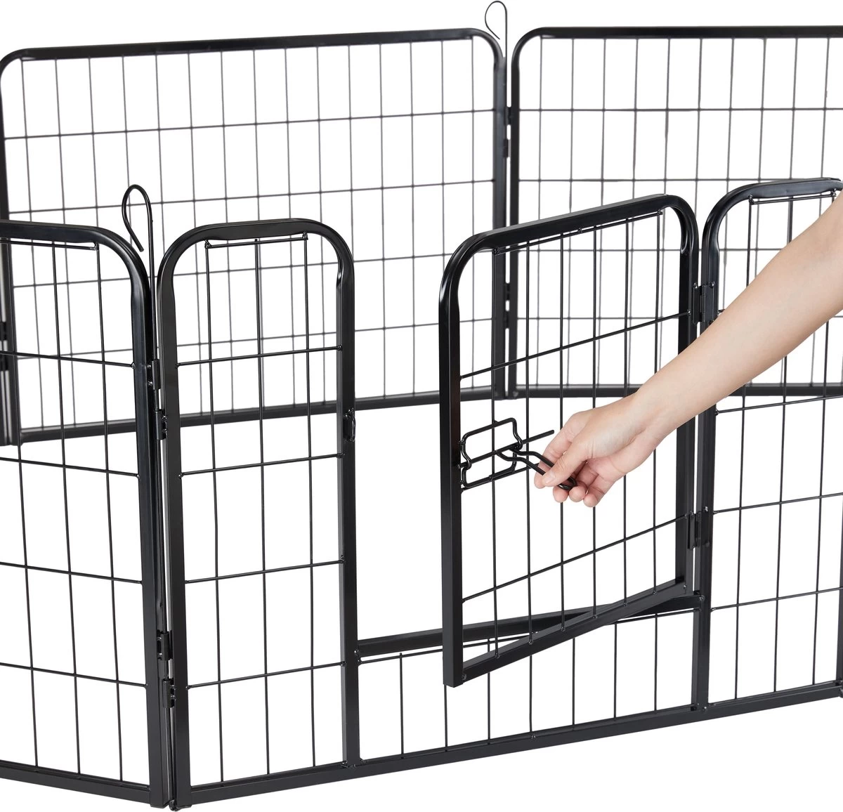 ACAZA Hondenren In 8 Panelen - Hondenkennel - Met Deur - 60 Cm Hoogte - Zwart 4 ACAZA Hondenren In 8 Panelen - Hondenkennel - Met Deur - 60 Cm Hoogte - Zwart - Afbeelding 2