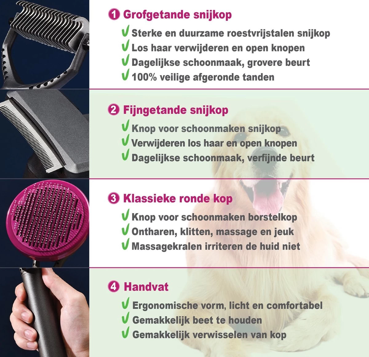 Hondenborstel Set 3 In 1 - Hondenkam - Borstelset - Klittenkam Hond - Ondervacht Kam - Furminator - Slickerborstel - Kattenkam - Verwijderd Klitten En Voorkomt Haaruitval 4 Hondenborstel Set 3 In 1 - Hondenkam - Borstelset - Klittenkam Hond - Ondervacht Kam - Furminator - Slickerborstel - Kattenkam - Verwijderd Klitten En Voorkomt Haaruitval - Afbeelding 2