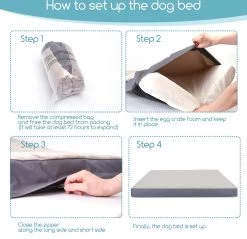 Nobleza Orthopedische Hondenkussen Wasbaar - Hondenbed - Maat L: 90 X 70 X 8 Cm - Grijs