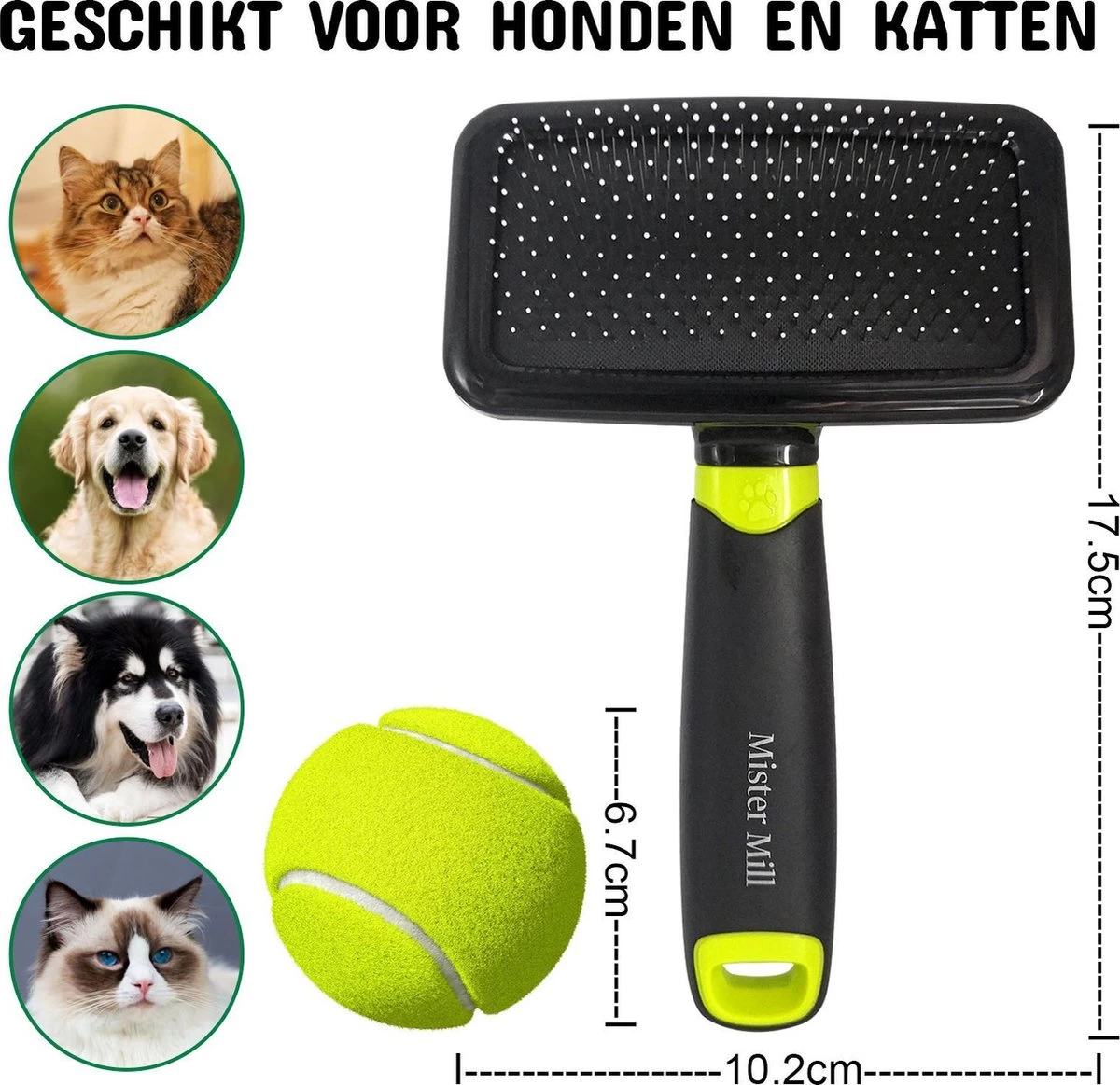 Mister Mill Slickerborstel Kat Hond - Hondenborstel Langharig Kortharig - Haarverwijderaar Voor Huisdieren - Kattenhaar Verwijderaar 4 Mister Mill Slickerborstel Kat Hond - Hondenborstel Langharig Kortharig - Haarverwijderaar Voor Huisdieren - Kattenhaar Verwijderaar - Afbeelding 2