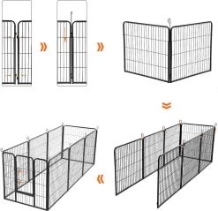 Hoppa! Hondenhekje - Puppyren - 160x160 Cm - 8 Delen Van 80 X 60 Cm - Vierkant, Rechthoek Of Achthoek Naar Keuze - Zwart -Hondenbenodigdheden 1200x1163 12