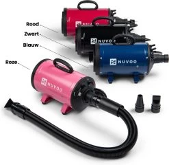 Nuvoo Professionele Hondenföhn / Waterblazer / Hondenborstel Met 3 Opzetstukken - Verstelbare Vermogen Tot 2200W - Warme / Koude Stand - Blauw -Hondenbenodigdheden 1200x1164 1