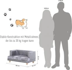 PawHut Hondenbank Huisdierbank Hondenbed Hondenmat Woonkamer PU-leer Kort Pluche Grijs D04-135 -Hondenbenodigdheden 1200x1168 13