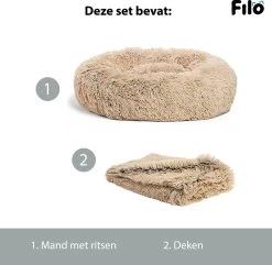 Filo Hondenmand 60cm Met Deken & Rits – Crème – Geschikt Als Kattenmand - Fluffy Donut Hondenbed Lichtbruin - Honden Mand & Bed – Hondenkussen – Kussen Hond – Katten Mand -Hondenbenodigdheden 1200x1170 11