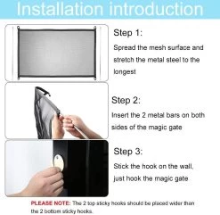 Merkloos ACE Pets – Oprolbaar Hondenrek Voor Binnen - Traphekje Hond Zonder Boren - Veiligheidshek Deurhekje - 180 X 72 Cm - Zwart -Hondenbenodigdheden 1200x1172 6