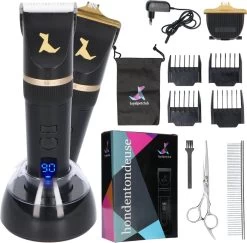 Loyalpetclub® Professionele 2-in-1 Hondentondeuse Voor Dikke Vacht – Draadloze Honden Tondeuse & Hondentrimmer – Stille Tondeuse Katten & Honden Trimset - Inclusief Opbergtasje