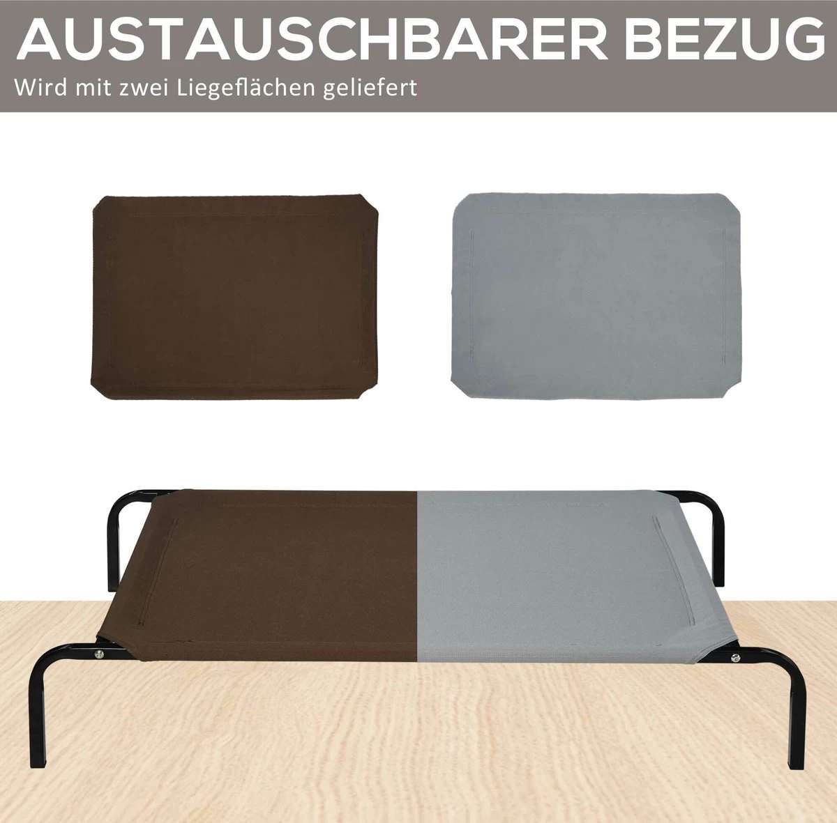 PawHut Hondenstretcher XL 110x68x19 Cm. Bruin / Grijs 15 PawHut Hondenstretcher XL 110x68x19 Cm. Bruin / Grijs - Afbeelding 13