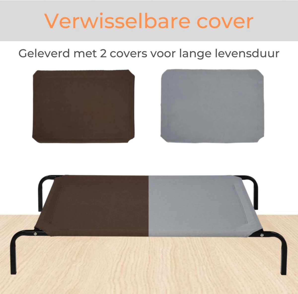 Hondenbed - Hondenstretcher - Honden Ligbed - Inclusief 2 Overtrekhoezen - XL - 110x68cm - Grijs En Koffie 8 Hondenbed - Hondenstretcher - Honden Ligbed - Inclusief 2 Overtrekhoezen - XL - 110x68cm - Grijs En Koffie - Afbeelding 6