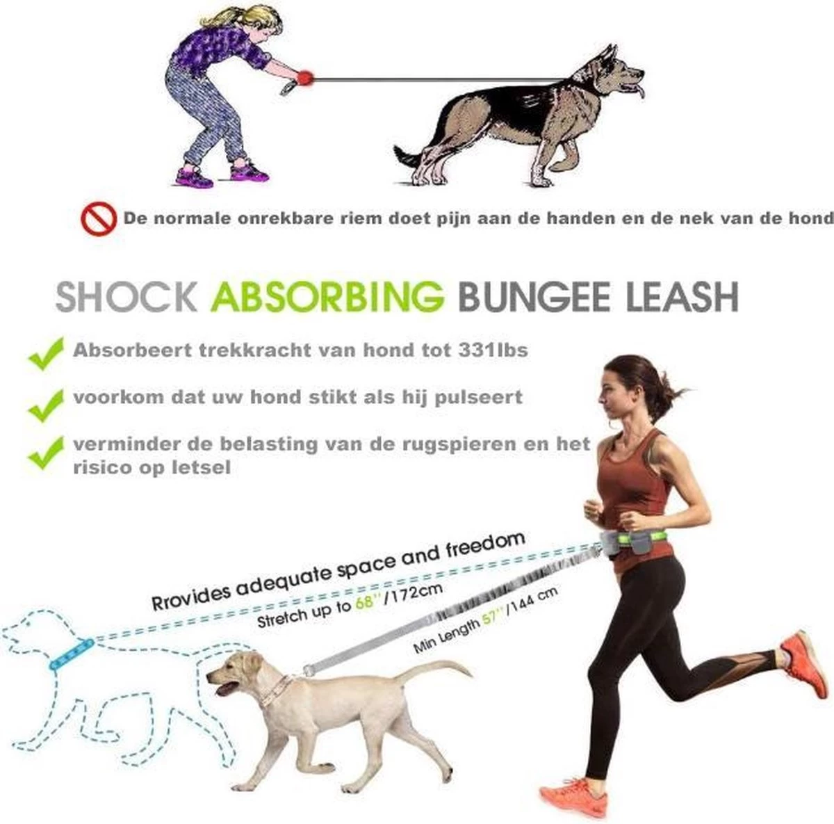 Looplijn Met Heupriem Hands Free - Hondenriem - Reflecterende Hardloopband -Elastische Leiband - Heuptas En Flessenhouder - Zwart - 150 Cm Tot 210 Cm 9 Looplijn Met Heupriem Hands Free - Hondenriem - Reflecterende Hardloopband -Elastische Leiband - Heuptas En Flessenhouder - Zwart - 150 Cm Tot 210 Cm - Afbeelding 7