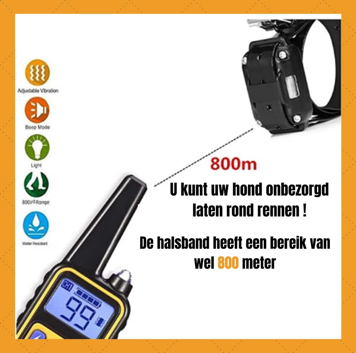 W&Z® Anti Blafband Inclusief Afstandsbediening- 3-60KG - Diervriendelijk - Zonder Schok - Vibratie/Audio/Licht - Anti Blaf Band - Water Bestendig 8 W&Z® Anti Blafband Inclusief Afstandsbediening- 3-60KG - Diervriendelijk - Zonder Schok - Vibratie/Audio/Licht - Anti Blaf Band - Water Bestendig - Afbeelding 6