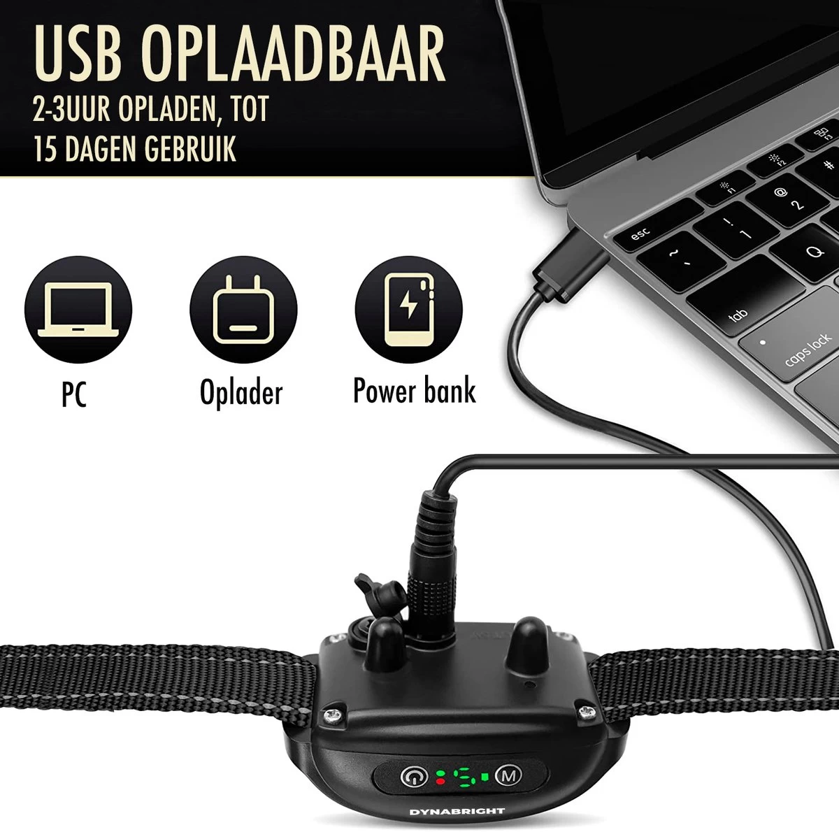 DynaBright Anti Blafband Voor Honden - 3-70KG - Diervriendelijk - Zonder Schok - Vibratie En Audio - Anti Blaf Band 6 DynaBright Anti Blafband Voor Honden - 3-70KG - Diervriendelijk - Zonder Schok - Vibratie En Audio - Anti Blaf Band - Afbeelding 4