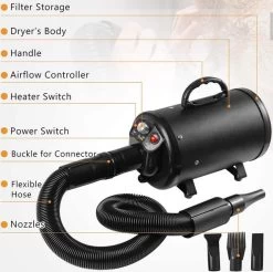 Merkloos Edward&DeVries Professionele Hondenföhn Met 4 Opzetstukken – Waterblazer Voor Honden – Stil Design – Krachtig + Extra Filter - Zwart -Hondenbenodigdheden 1200x1195 5