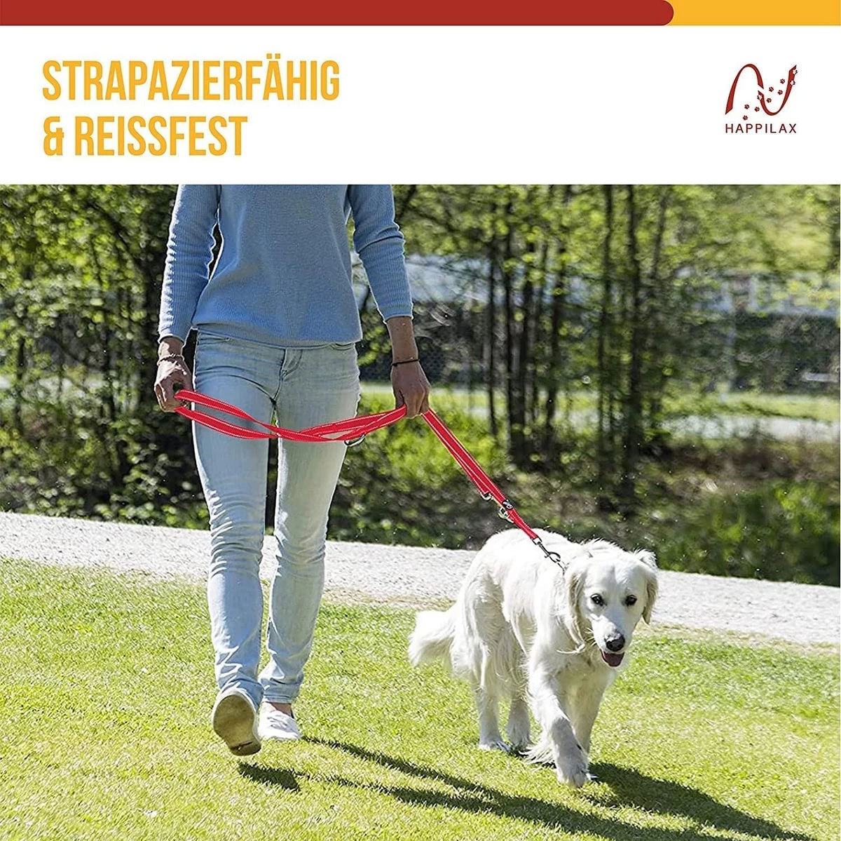 Happilax Dog Leash 2m Adjustable - Red / Reflective - 3-Step Adjustable Leash - Double Leash, Tug Leash - Geschikt Als Hondenriem Voor Grote Honden Of Als Sleepriem Voor Kleine Honden. 4 Happilax Dog Leash 2m Adjustable - Red / Reflective - 3-Step Adjustable Leash - Double Leash, Tug Leash - Geschikt Als Hondenriem Voor Grote Honden Of Als Sleepriem Voor Kleine Honden. - Afbeelding 2