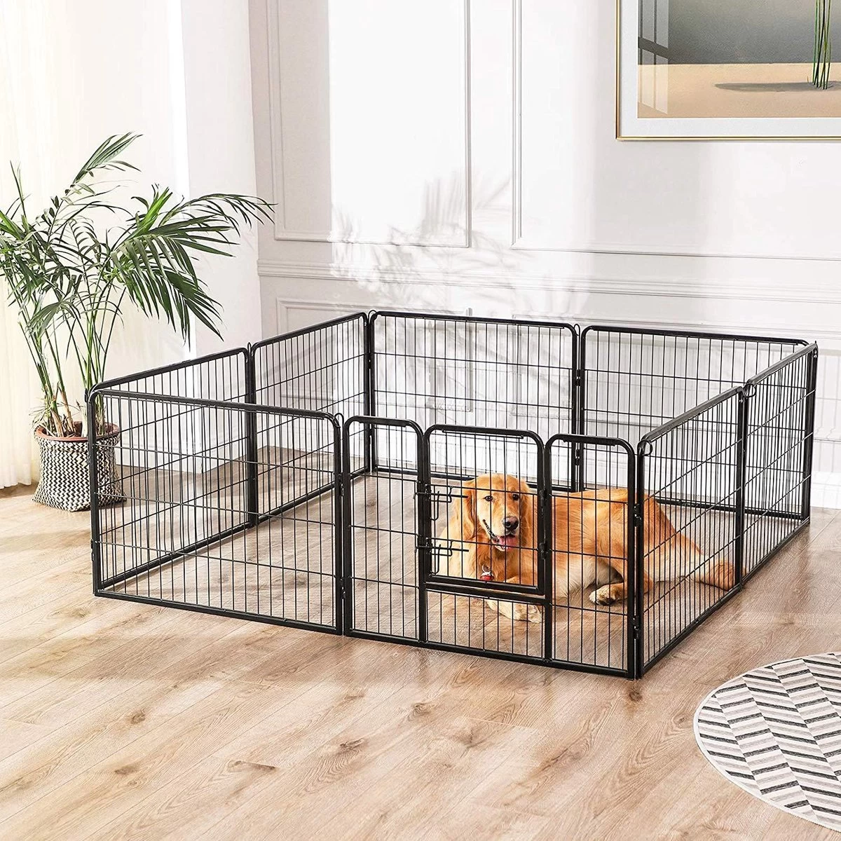 Transformeerbare Hondenren - Dieromheining Van 60 Cm Hoog En 210 Cm Diagonaal - Zwart 3 Transformeerbare Hondenren - Dieromheining Van 60 Cm Hoog En 210 Cm Diagonaal - Zwart