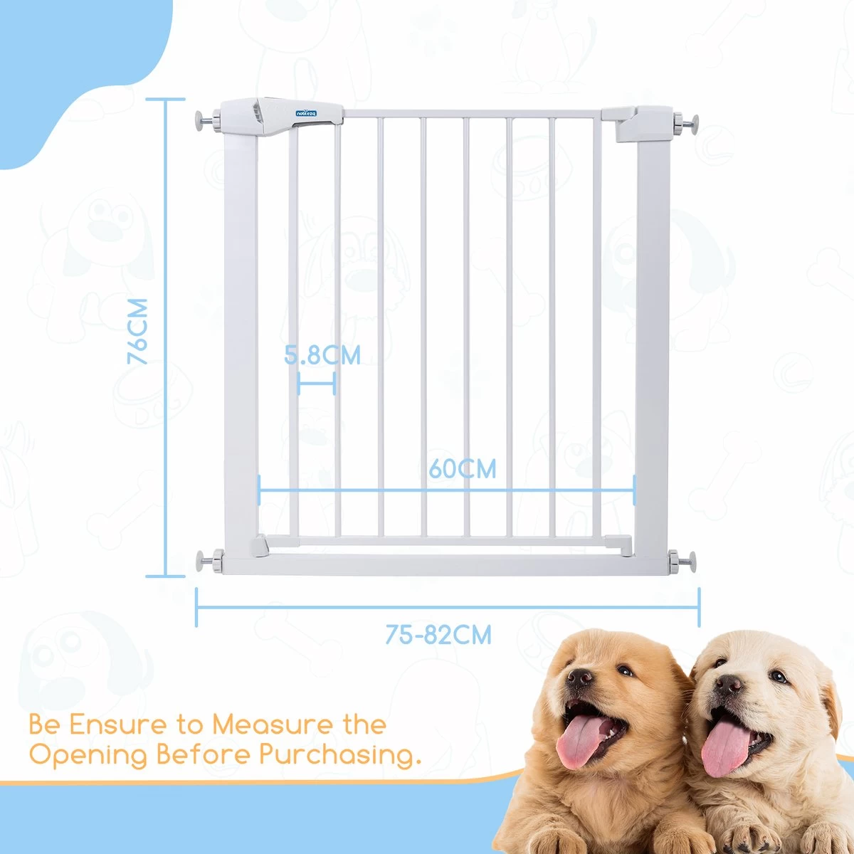 Nobleza 47B4V - Hondenhek - Metaal - H76 X L75-82 Cm - Wit 4 Nobleza 47B4V - Hondenhek - Metaal - H76 X L75-82 Cm - Wit - Afbeelding 2