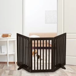 Relaxdays Veiligheidshekje Hout - 92 Cm Hoog - Kinderhek - Hondenhek - Inklapbaar - Bruin - 4 Panelen -Hondenbenodigdheden 1200x1200 1146