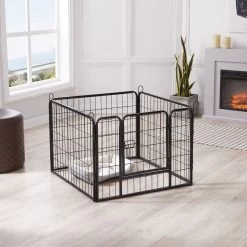 ACAZA Hondenren In 4 Panelen - Hondenkennel - Met Deur - 60 Cm Hoog - Zwart -Hondenbenodigdheden 1200x1200 1167